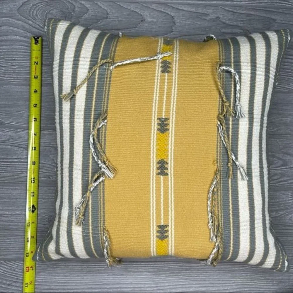 2 west elm pillow covers w/ feather pillow Aztec design decoration 16x16 & 18x18